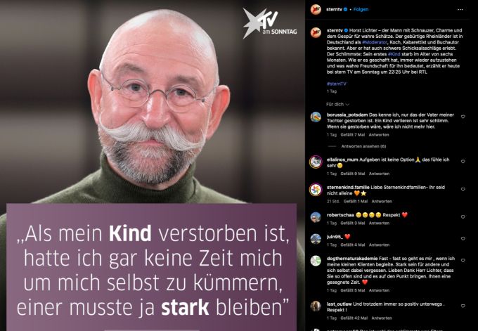 Horst Lichter sprach bei "Stern TV" über den Tod seiner 6 Monate alten Tochter vor 22 Jahren. horst lichter kindse