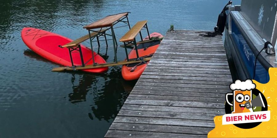 Surfbretter mit Bierbank