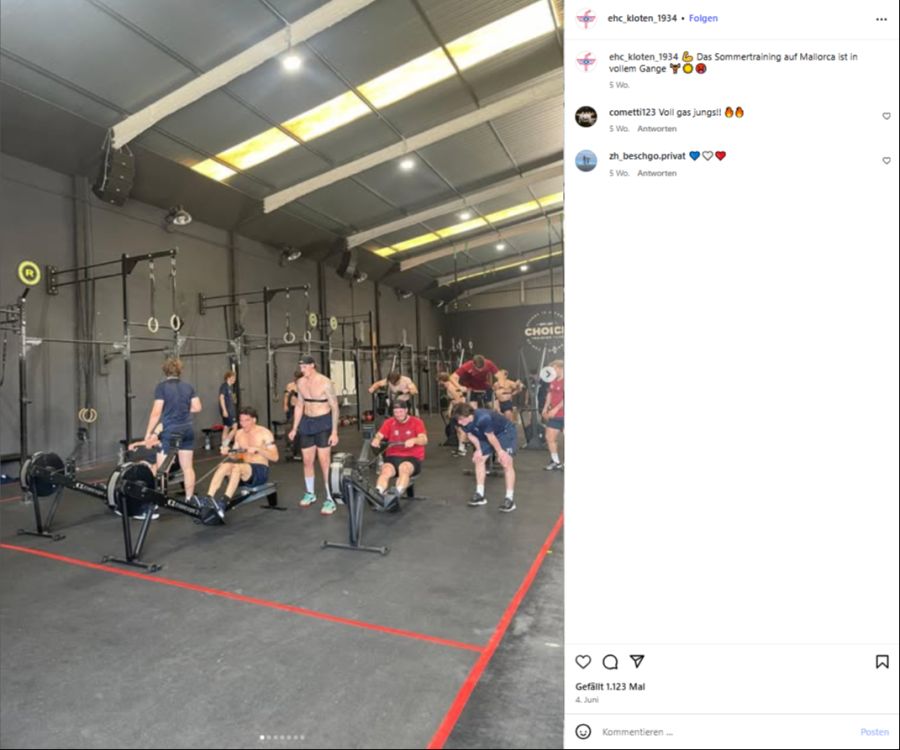 Das übliche Sommertraining findet im Kraftraum statt.