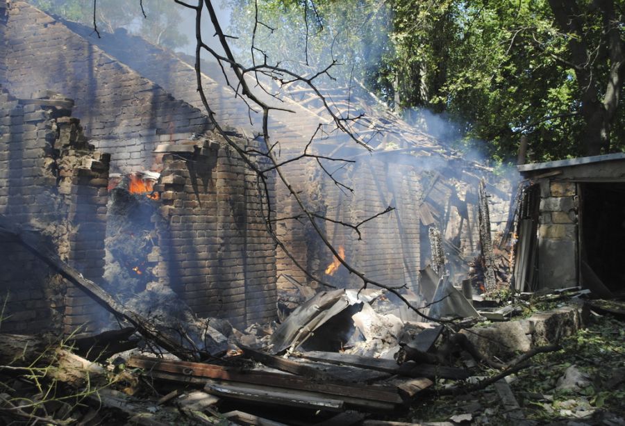Ein zerstörtes Gebäude nach einem Drohnenangriff am 11. Juli in Odesa in der Ukraine.