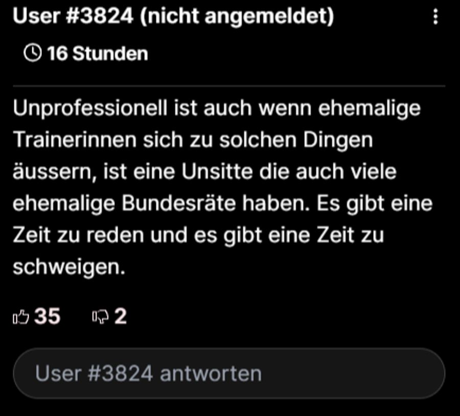 Das Interview zur Schweizer Nati von Inka Grings sei unprofessionell, kritisiert ein Nau-Leser.