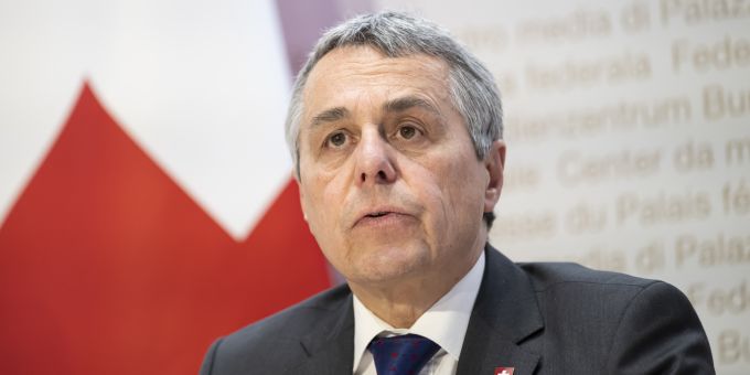 Bundesrat Ignazio Cassis spricht an einer Medienkonferenz über das Paket Schweiz-EU. Ignazio Cassis