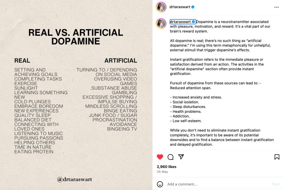 Screenshot Instagram Real vs Artificial Dopamine