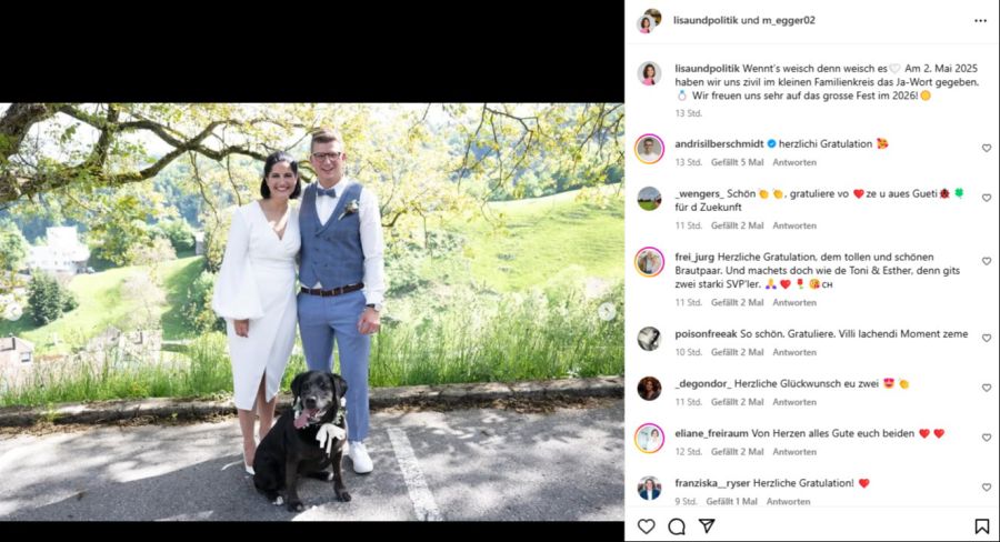 Mike Egger und Lisa Vincenz haben sich das Ja-Wort gegeben.