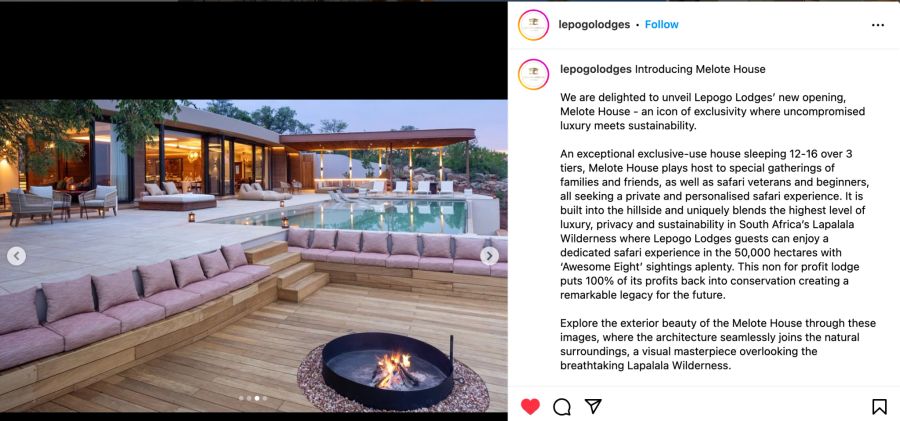 Instagram Safari Hotel, Pool mit BBQ auf der Terrasse.