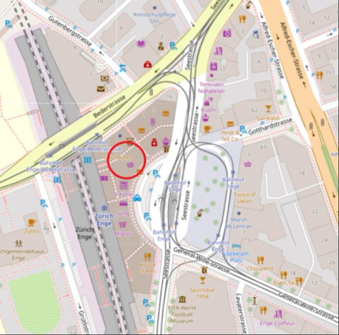 In diesem Supermarkt am Zürcher Bahnhof Enge kam es zu der Auseinandersetzung zwischen Ladendieb und Detektiv. Dieb Coop Zürich