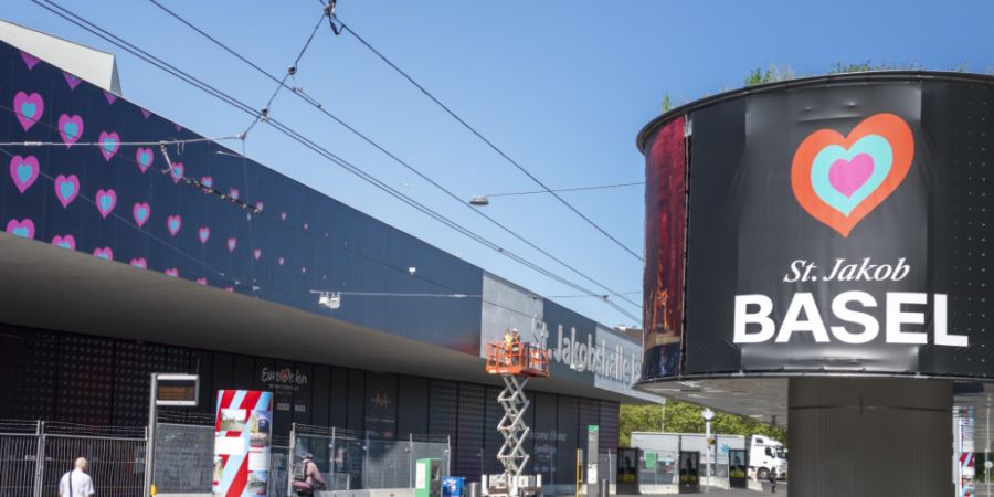 Die St. Jakobshalle, Austragungsort des letztjährigens ESC in Basel, soll neue Werbe- und Informationsflächen für die Veranstaltungen bekommen. (Archivbild)