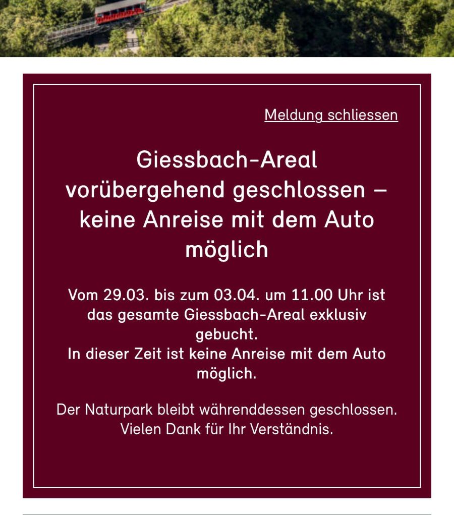 Giessbach Brienzersee gesperrt