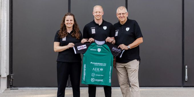 Wacker Thun stellt neuen sportlichen Leiter vor: Sven Krainer übernimmt Verantwortung für die Zukunft. V.l.n.r.: Nicole Kaufmann, Sven Krainer, Andreas Kübli. Wacker Thun