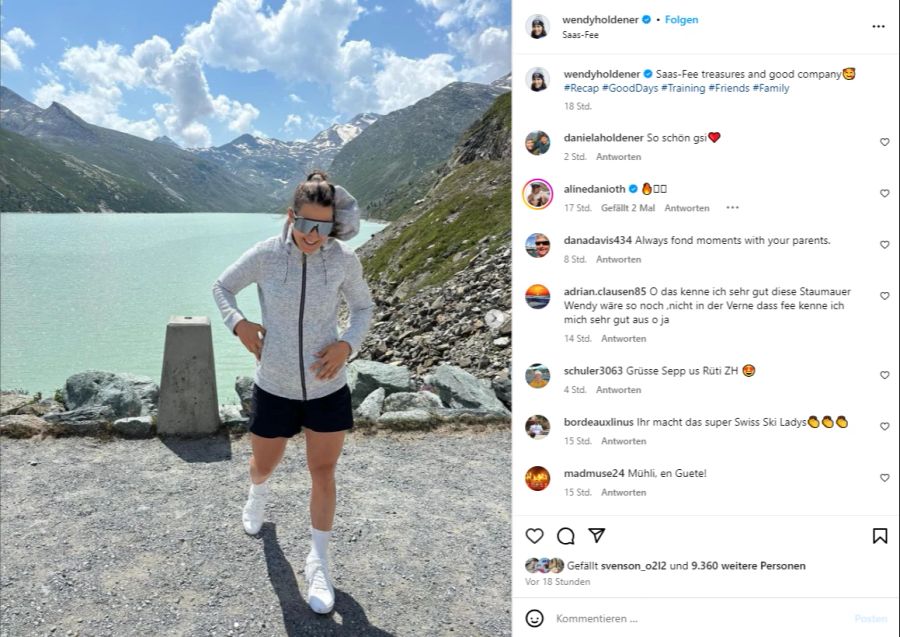 In der Saisonvorbereitung ist Wendy Holdener auch mal sportlich am Bergsee unterwegs.