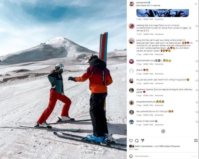 Aline Danioth beim Training auf dem Gletscher in Saas-Fee VS. Aline Danioth