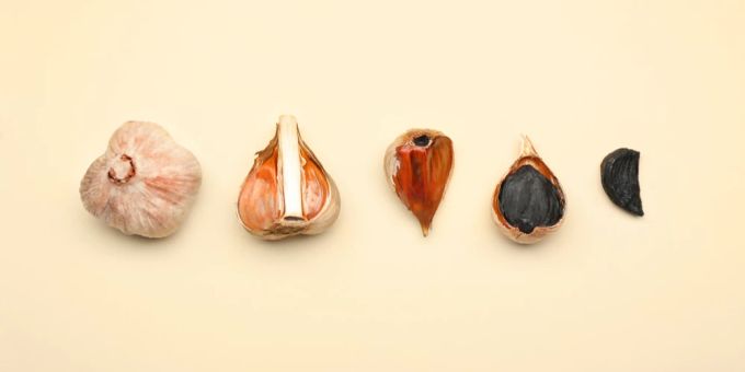 Black Knoblauch beige background