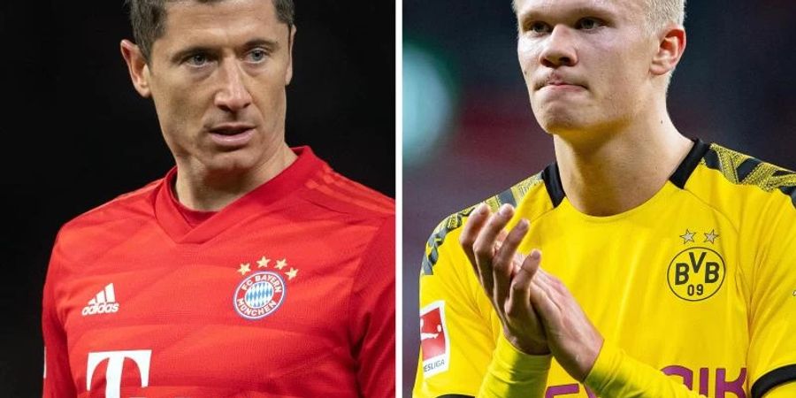Bildeten in der FIFA-Weltelf das Sturmzentrum: Robert Lewandowski (l) und Erling Haaland. Foto: Soeren Stache/Guido Kirchner/dpa