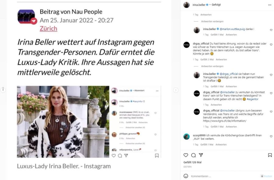 Die Aufklärungsorganisation «Dr. Gay» rüffelt Irina Beller.