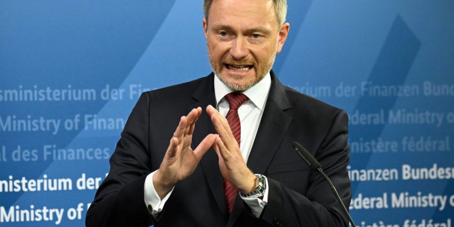 Bundesfinanzminister Christian Lindner (FDP) bei einer Pressekonferenz in Berlin.