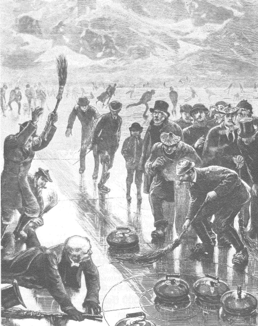 Curling Match in Schottland um 1869.