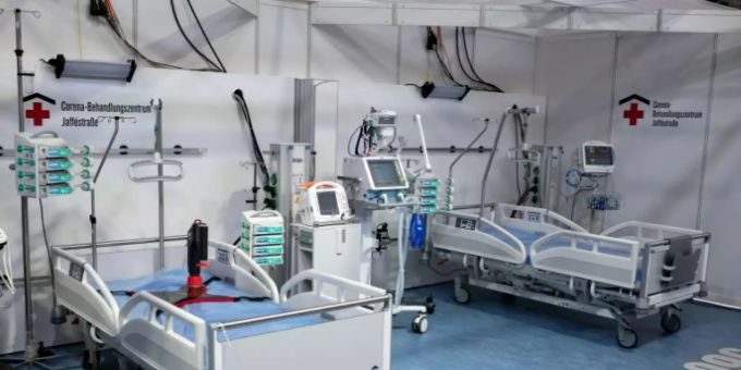 Corona-Betten in einem Berliner Krankenhaus. Betten in Krankenhaus