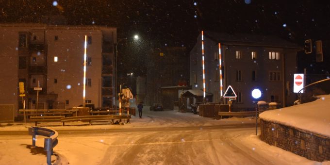 Unfallstelle Dischmakreuzung in Davos Dorf Unfallstelle Dischmakreuzung in Davos Dorf