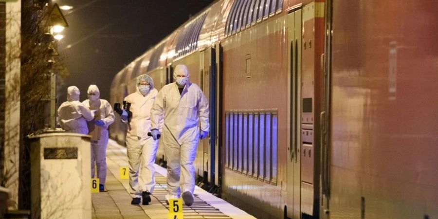 Der Zug, in dem die Attacke stattfand, am Bahnhof Brokstedt.