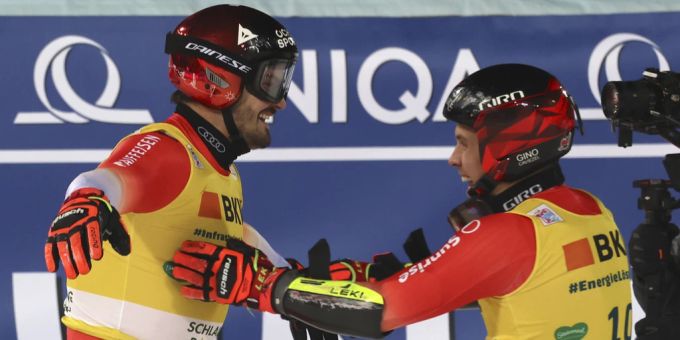 Riesen-Erfolg - Meillard & Caviezel feiern Triumph mit Schampus-Dusche
