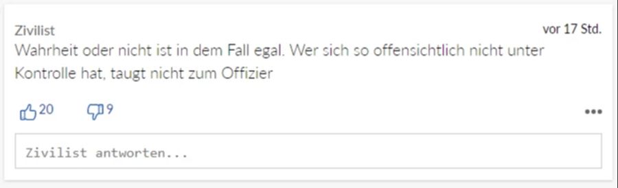 Auch «Zivilist» findet das Verhalten inakzeptabel.