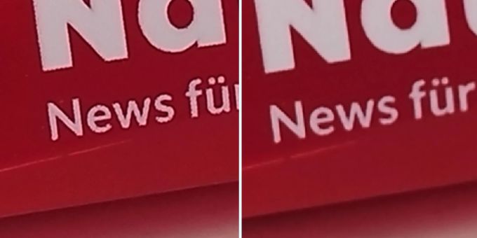 Gerade beim Heranzoomen fällt auf, dass das grössere Foto mit 108 Megapixeln (r.) nicht unbedingt besser ist. Nova 9 SE Pixelbinning