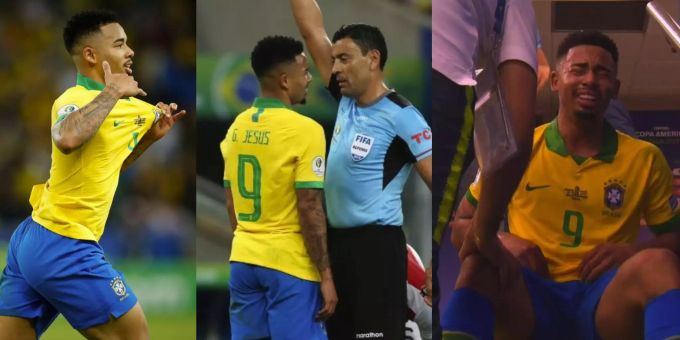 Gabriel Jesus erlebte einen emotionalen Abend: Erst traf er zum 2:1, dann wurde er mit Gelb-Rot vom Platz gestellt und anschliessend heulte er auf der Tribüne.