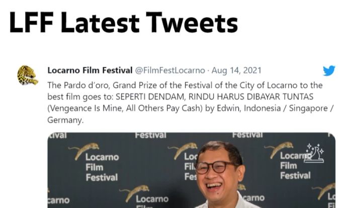 Das Locarno Film Festival verkündet neuste Neuigkeiten, die zwei Jahre alt sind. Locarno Film Festival Twitter