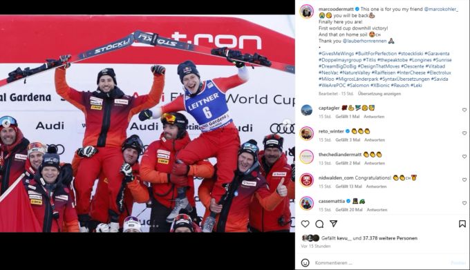 Marco Odermatt widmete seinen Sieg am Lauberhorn seinem guten Kumpel Marco Kohler. Marco Kohler