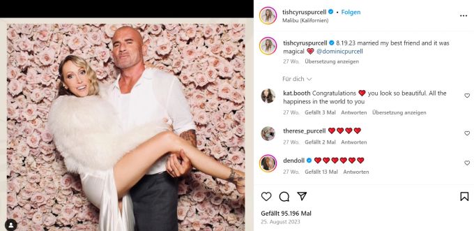 Die Hochzeit fand im August 2023 auf einem Anwesen von Miley Cyrus statt. Hochzeit Mutter Miley Cyrus