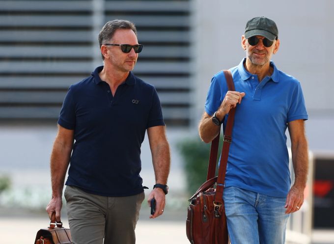 Christian Horner, Teamchef von Red Bull, mit Chef-Ingenieur Adrian Newey. Christian Horner Red Bull