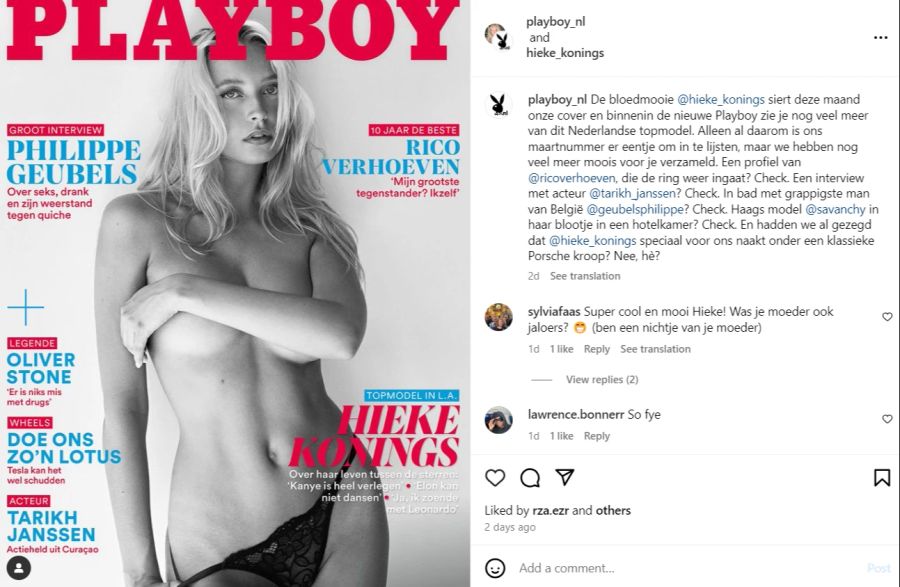 Das dänische Model Hieke Konings ist auf dem Cover des Playboys.