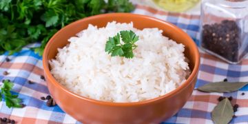 Schüssel Reis Tisch Tischdecke
