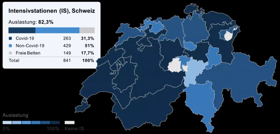 Intensivstationen Schweiz Auslastung Covid-19