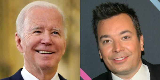 Joe Biden war als Präsident erstmals bei Jimmy Fallon zu Gast Joe Biden Fallon Talkshow