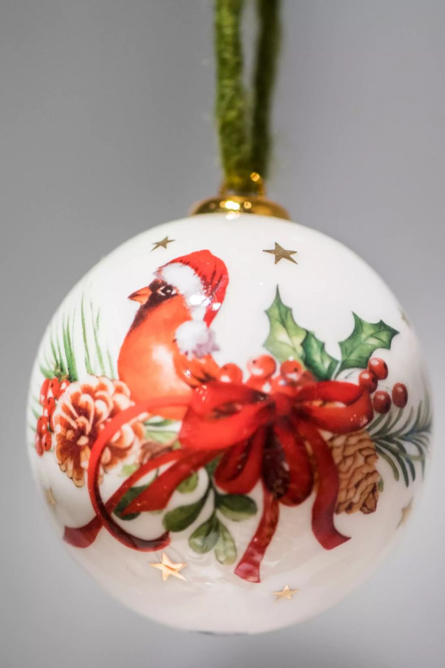 Weihnachtskugel Porzellan roter Vogel