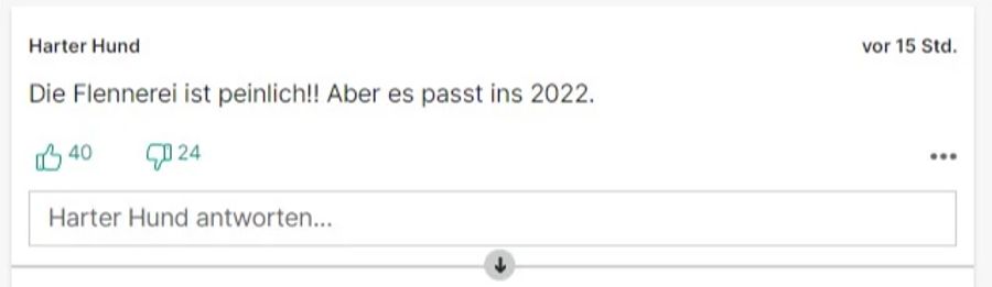 Für den User «Harter Hund» ist die Flennerei peinlich.