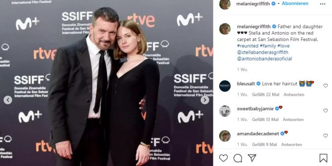 Antonio Banderas und seine Tochter Stella auf dem roten Teppich vom Film Festival in San Sebastian. Melanie Griffith