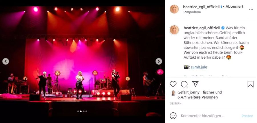 Beatrice Egli startete gestern Abend ihre Tournee.