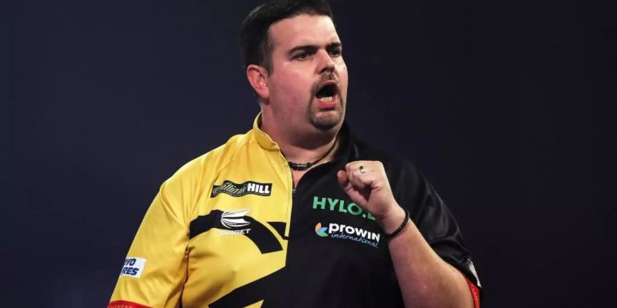 Deutscher Hoffnungsträger bei der Darts-WM in Jena: Gabriel Clemens. Foto: Kieran Cleeves/PA Wire/dpa