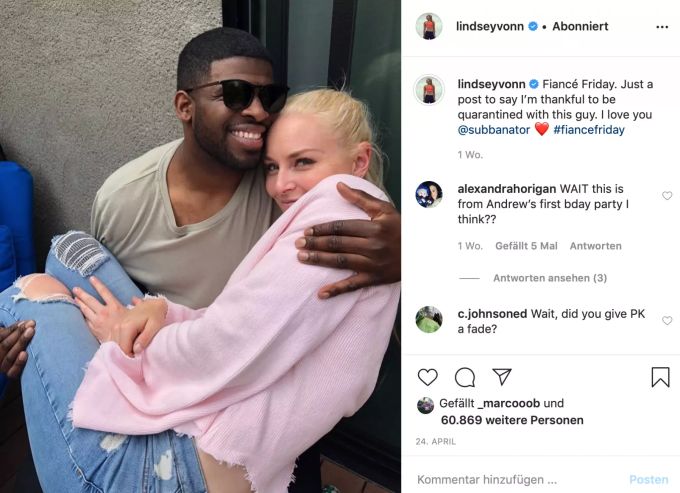 Lindsey Vonn zeigt sich auf Instagram mit ihrem Verlobten P.K. Subban. Lindsey Vonn