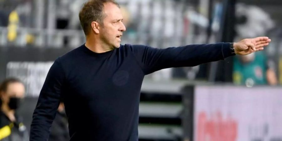 Trainer Hansi Flick liegt mit dem FC Bayern München auf Meisterschaftskurs. Foto: Federico Gambarini/dpa-Pool/dpa