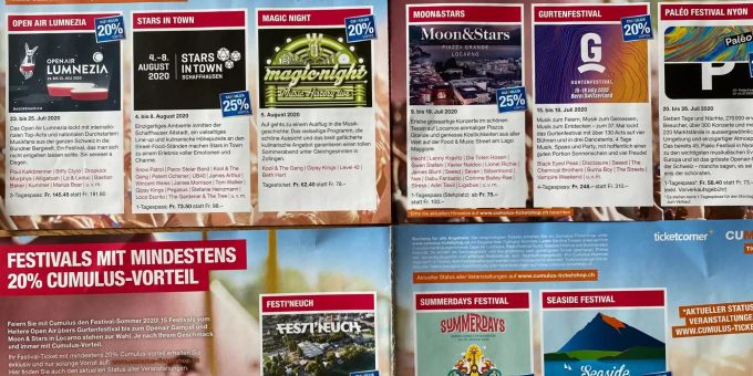 Die Migros macht Werbung für den wegen des Coronavirus abgesagten Festivalsommers. Migros Coronavirus Festival
