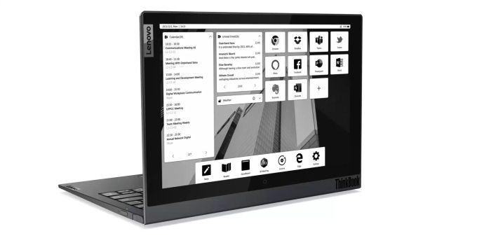 Das Lenovo Thinkbook Plus Gen 2 bietet einen grossen E-Ink-Screen auf der Aussenseite. Lenovo Thinkbook Plus
