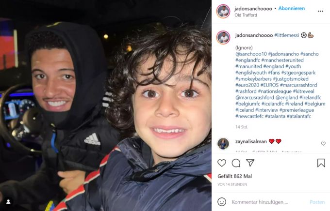 Auch Superstars wie Jadon Sancho sind schon auf das Wunderkind aufmerksam geworden. Zayn Ali Salman Sancho
