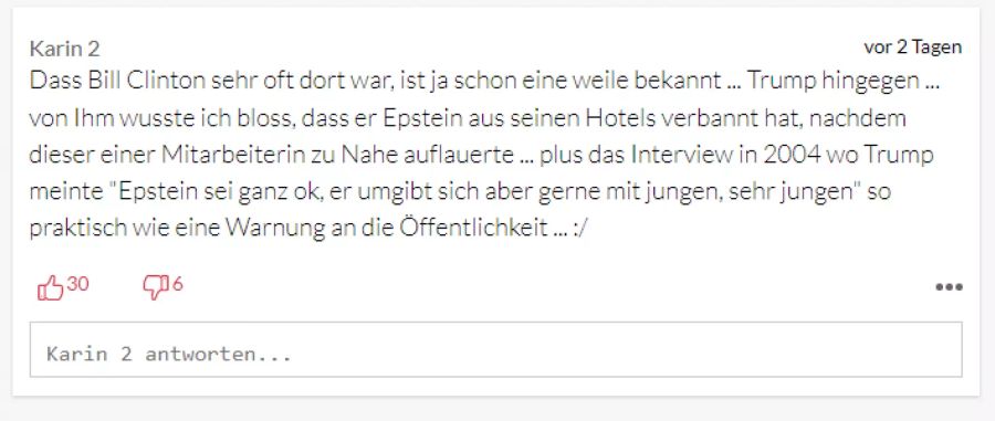 Diese Userin ist erstaunt, dass Trump so eng mit Epstein verbandelt war.