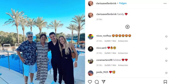Nico Santos Schwester Clarissa Wellenbrink mit der Familie in der Heimat Mallorca. nico santos schwester