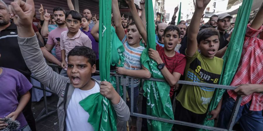 Protest in Jabaliya refugee camp celebrating the tenth anniversary of the prisoner exchange deal between Hamas and Israel