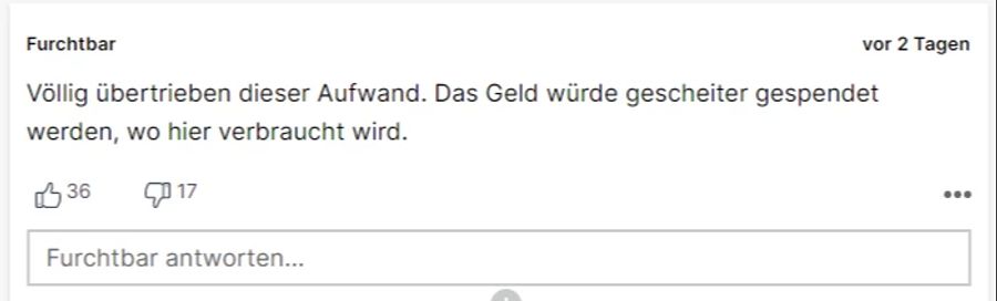 Dieser User findet das Ganze einfach nur völlig übertrieben.