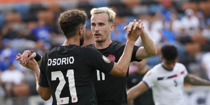 Liam Millar vom FC Basel erzielt beim Gold-Cup-Spiel gegen Kuba erstmals ein Tor für die kanadische Nationalmannschaft. (AP Photo/David J. Phillip) fc basel